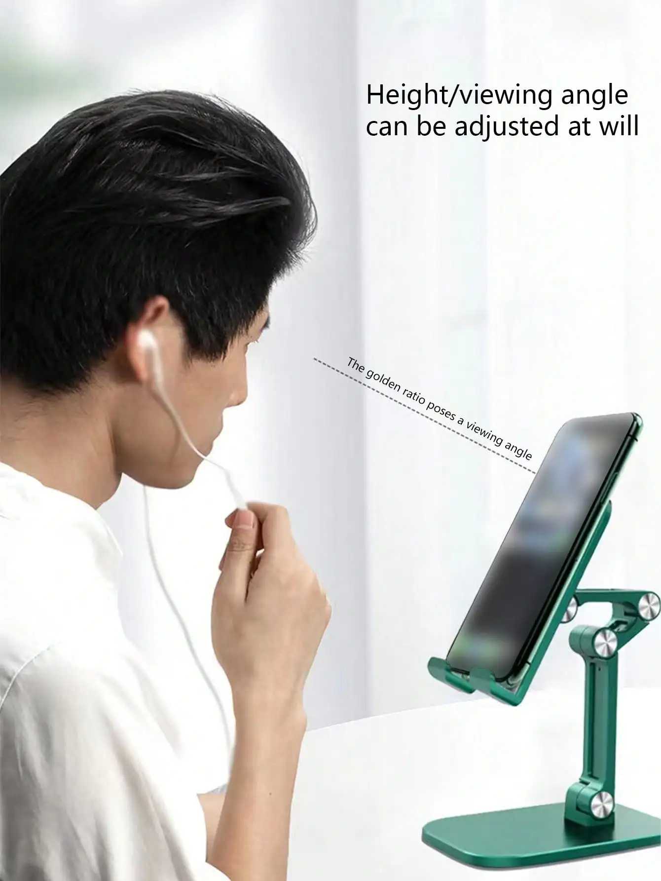 Soporte de teléfono plegable ajustable para escritorio, 1 unidad, soporte portátil para perezosos de altura ajustable para transmisión en vivo y uso diario - imagen 5