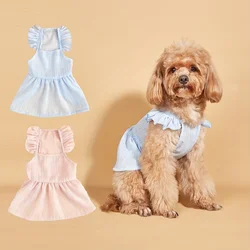 Vestido princesa transpirable con mangas volantes para perros y gatos