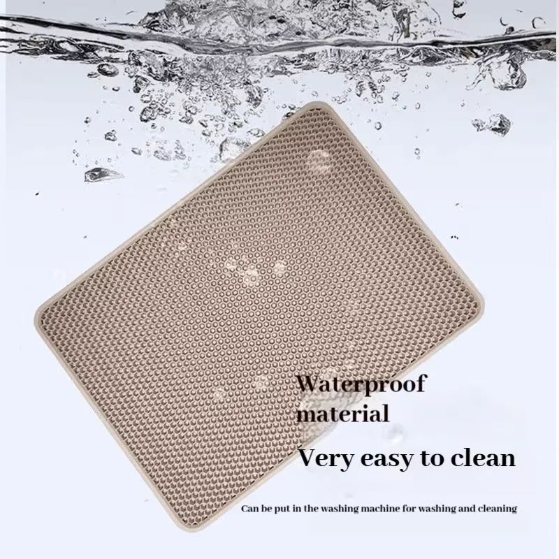 Estera de arena para gatos de doble capa, estera antideslizante impermeable para gatos, estera de arena limpia para mascotas, estera de inodoro para gatos, estera para caja de arena limpia para mascotas - imagen 5