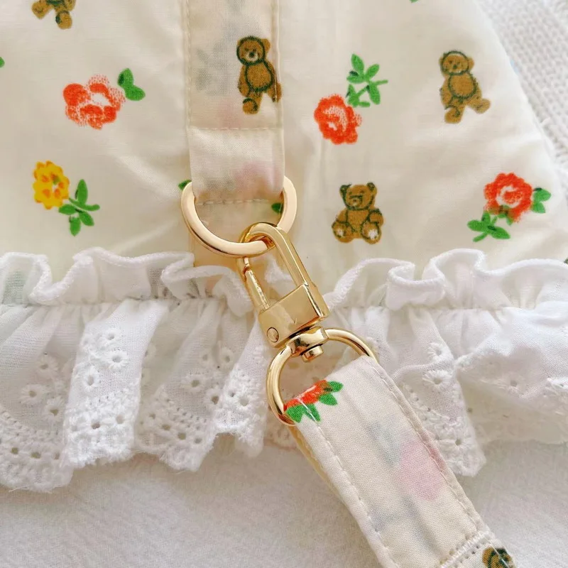 Conjunto de arnés con correa para perro y gato, chaleco de arnés Floral de encaje ajustable para mascotas, vestido de princesa para cachorros, falda para caminar, plomo para Chihuahua y Pug - imagen 5
