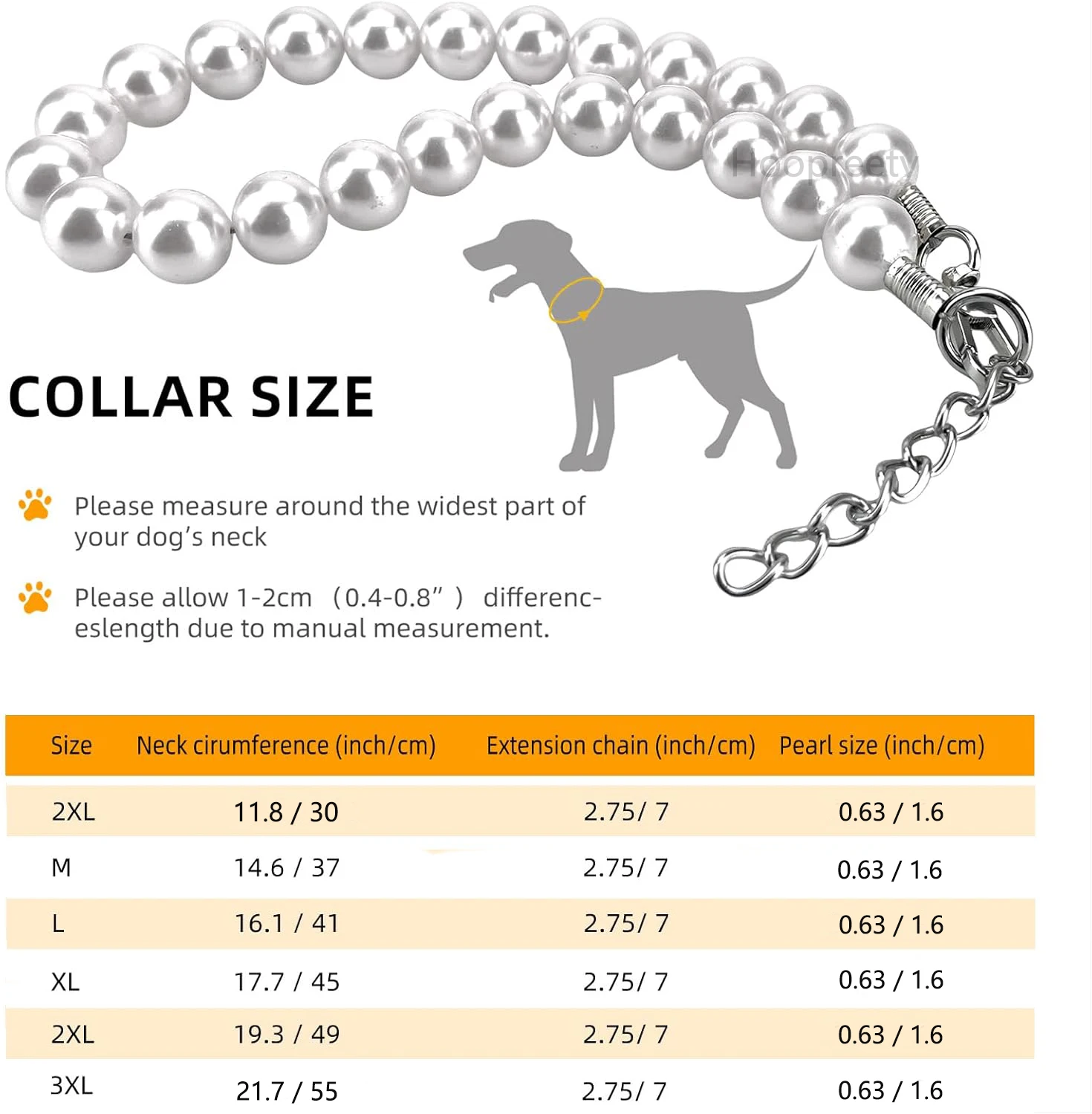 Collar de perlas para perros de 12-22 pulgadas, Collar de perlas ajustable y elegante para mascotas, accesorios para collares de joyería para perros pequeños, medianos y grandes - imagen 2