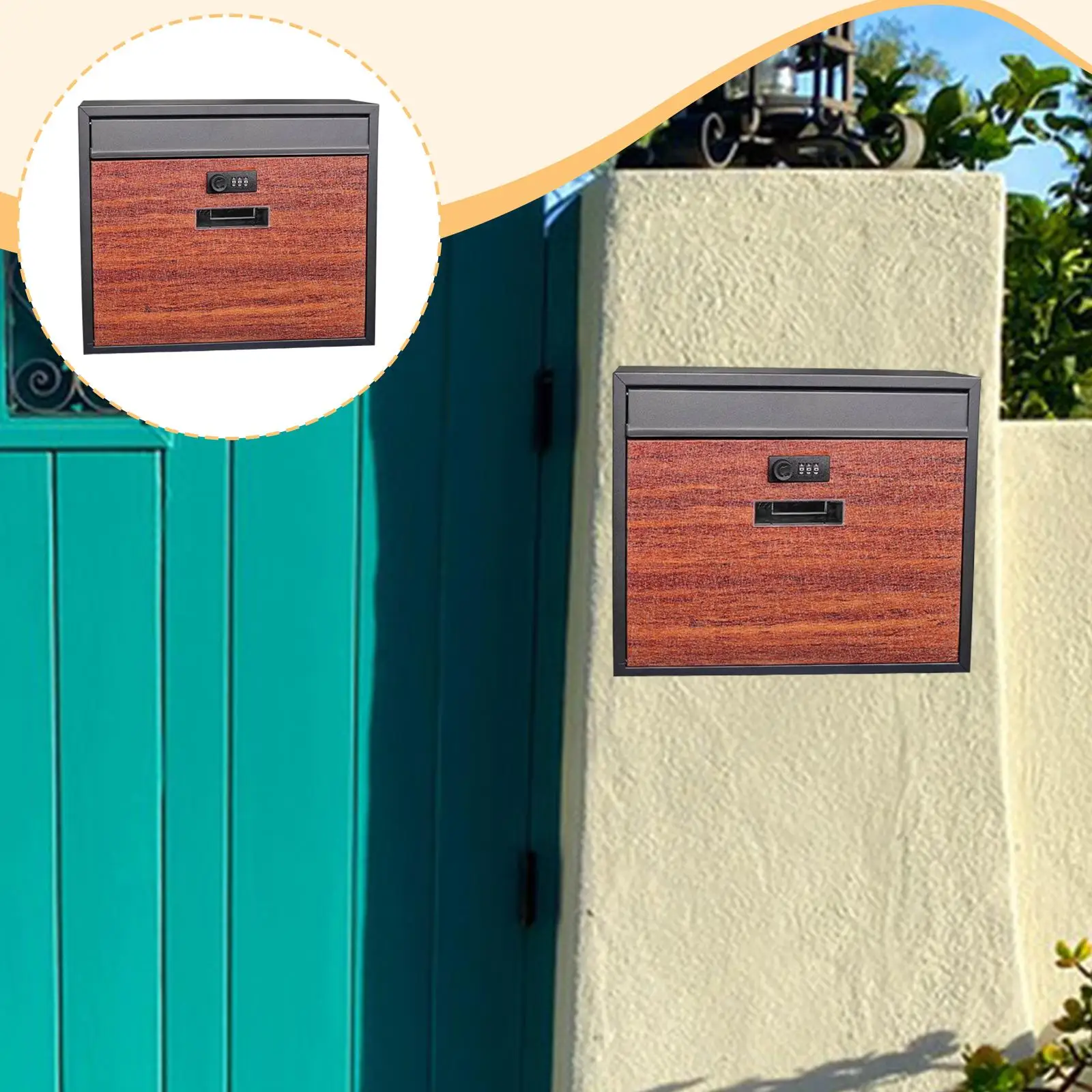 Wall Mount Mailbox Mail Box Iron Sturdy Practical with Lock Premium House Decor Letterbox for Home Residential Outside