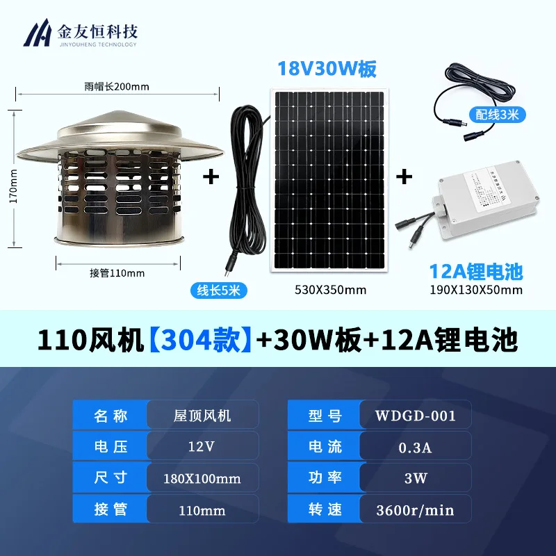 Ventilador de Techo Solar 12V - Extractor para gatos y perros 110 mm - imagen 5