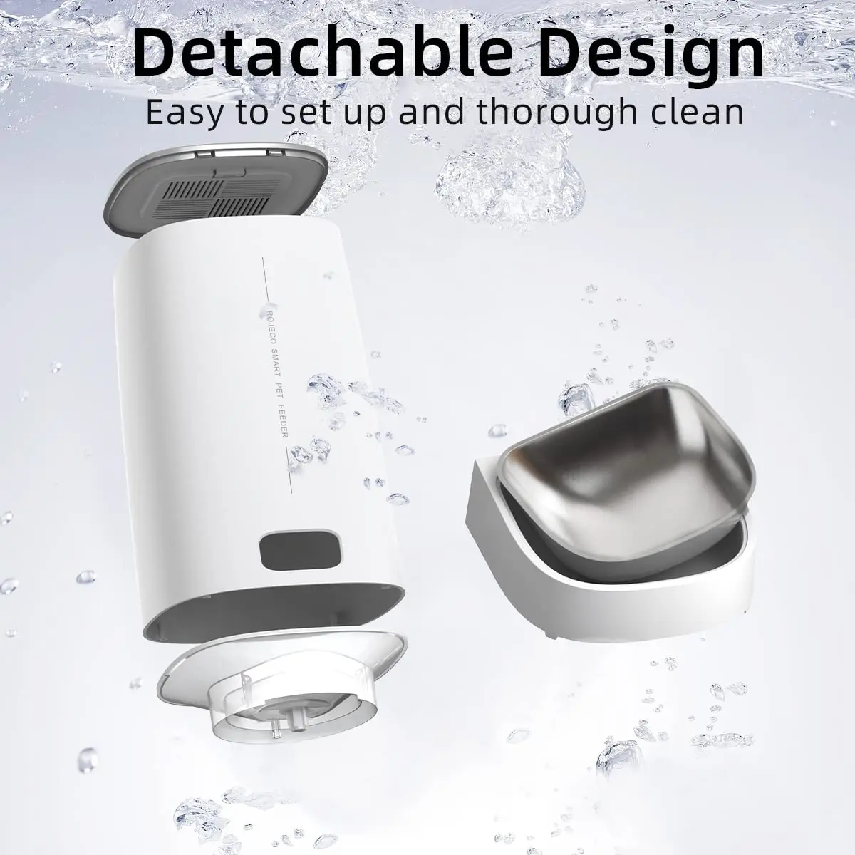 ROJECO-comedero automático para gatos, dispensador inteligente de comida para gatos con WiFi, con Control remoto, alimentador automático para perros y gatos, accesorios de comida seca - imagen 5