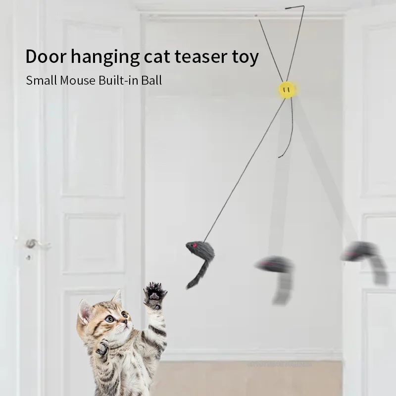 Juguete interactivo Para gatos, Clip colgante Para puerta, ratón de felpa, puerta colgante autohi, juguete elástico divertido Para gatos, Juguetes Para Gatos Rascador Gato - imagen 3