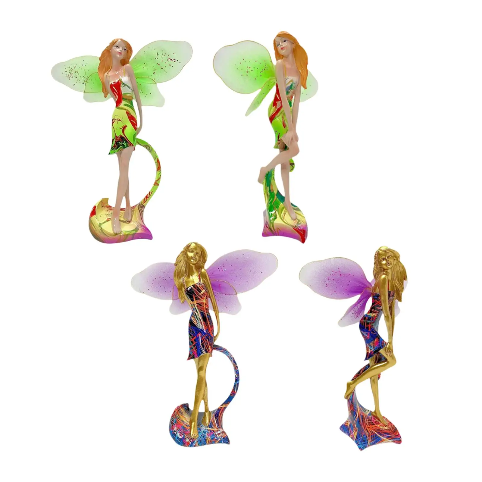 Estatuilla de resina de jardín de hadas, escultura decorativa de elfo y mariposa, decoración de Patio, estatua de niña para casa, estantería, sala de estar - imagen 2