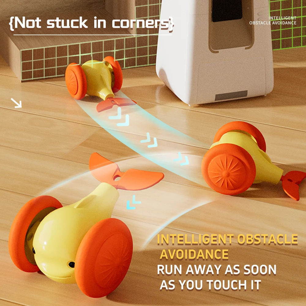 Juguete interactivo para gatos, ballena eléctrica, coche, rompecabezas automático, juguetes para mascotas con evitación inteligente de obstáculos, juguetes para mascotas para gatitos - imagen 4