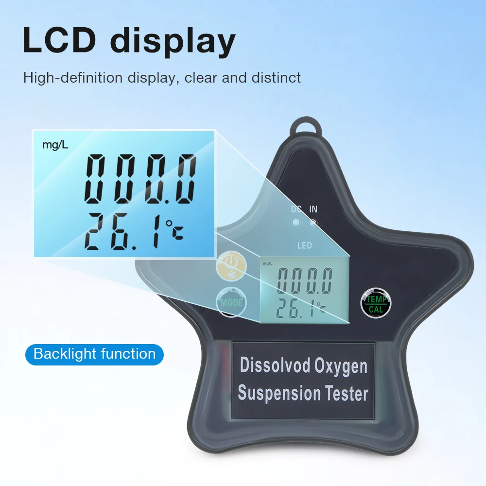 Tuya-medidor de oxígeno inteligente Dissolvod, Monitor de agua flotante con Bluetooth para piscina, pantalla LCD de 0-20mg/L DO, analizador de calidad del agua - imagen 3