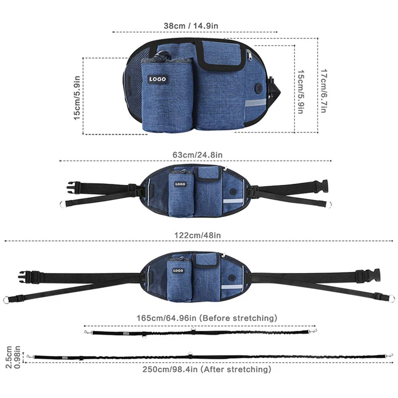 Dog Training Waist Bag Treat Bag Hands-free Sports Multifunction Outdoor Walk Outdoor Walk Dog Leash Reflective Waterproof Nylon - imagen 5