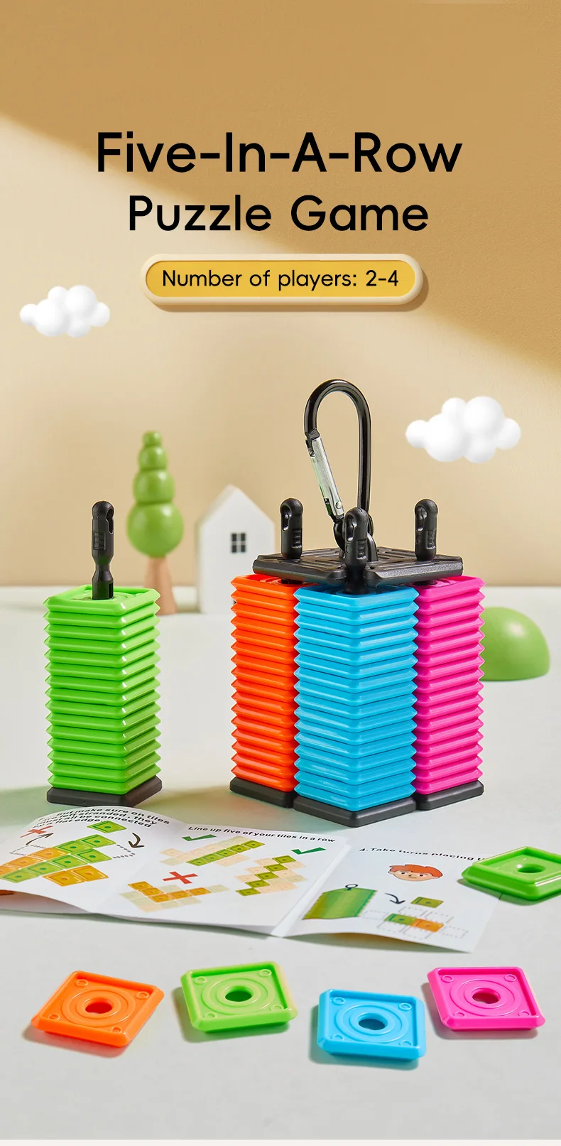 Fichas azules y rojas encajadas en el tablero de juego