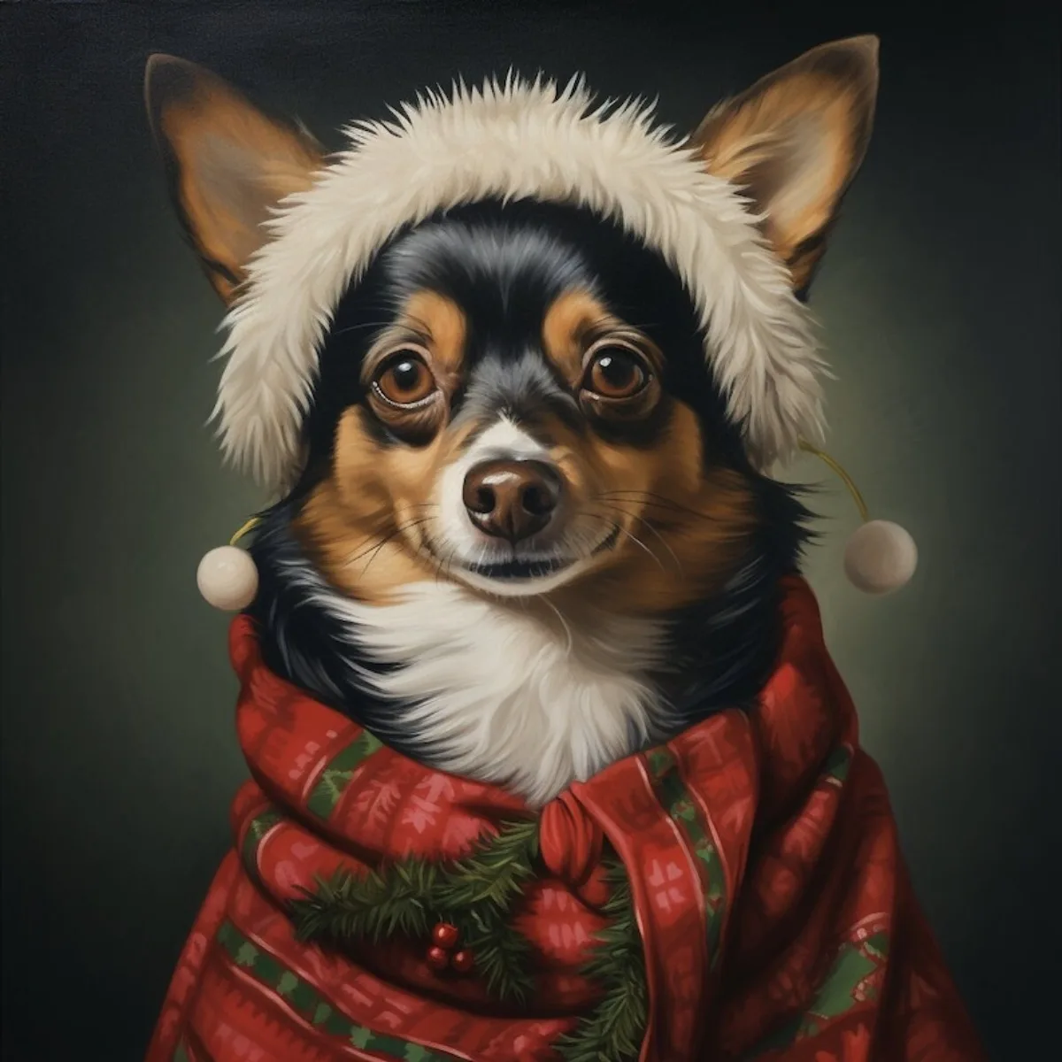 ATUBAN Retrato de mascota navideña, pintura de perro renacentista, retrato de mascota real, regalo de retrato de mascota, pintura de animales, retrato familiar
