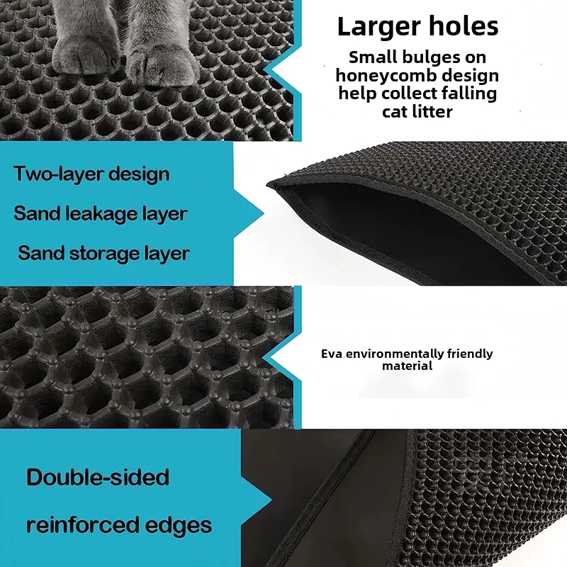 Estera de arena para gatos Eva, estera de arena para gatos impermeable de doble capa, estera para caja de arena para mascotas, estera para inodoro para gatos, estera para inodoro para gatos - imagen 5