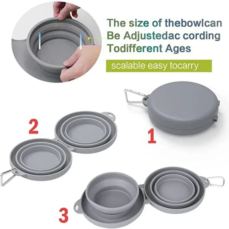 Cuenco portátil para mascotas, producto para mascotas de silicona de doble pliegue, cuenco para perros engrosado, adecuado para uso en exteriores, viajes y interiores - imagen 5