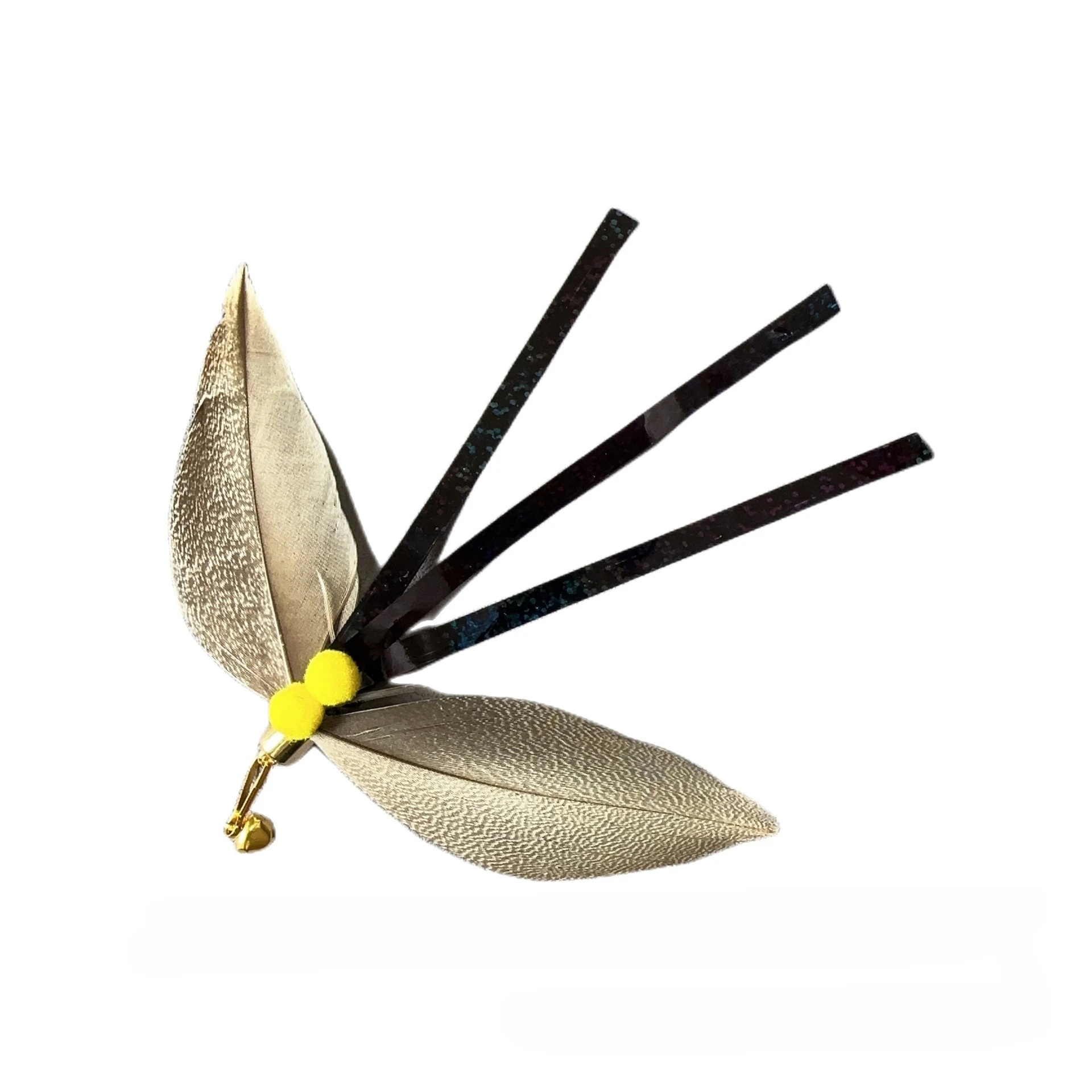 2 pçs/3 pçs mix simulado inseto acessórios gato teaser vara pena substituição cabeça interativa gatinho brinquedo para animais de estimação - imagen 5