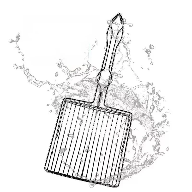 Pala para morder para mascotas, pala para arena para gatos de acero inoxidable, herramienta de limpieza para mascotas, cuchara para arena para gatos, mango duradero de acero inoxidable - imagen 5