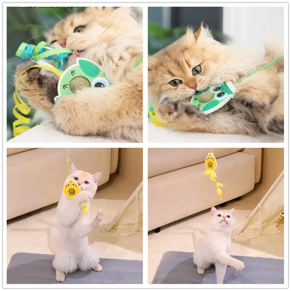 Juguete interactivo para gatos, puerta colgante, cuerda elástica para rascar gatos, palo de Teaser con campana, bola de felpa, hierba gatera, juguete, juguetes de plumas para gatitos - imagen 5