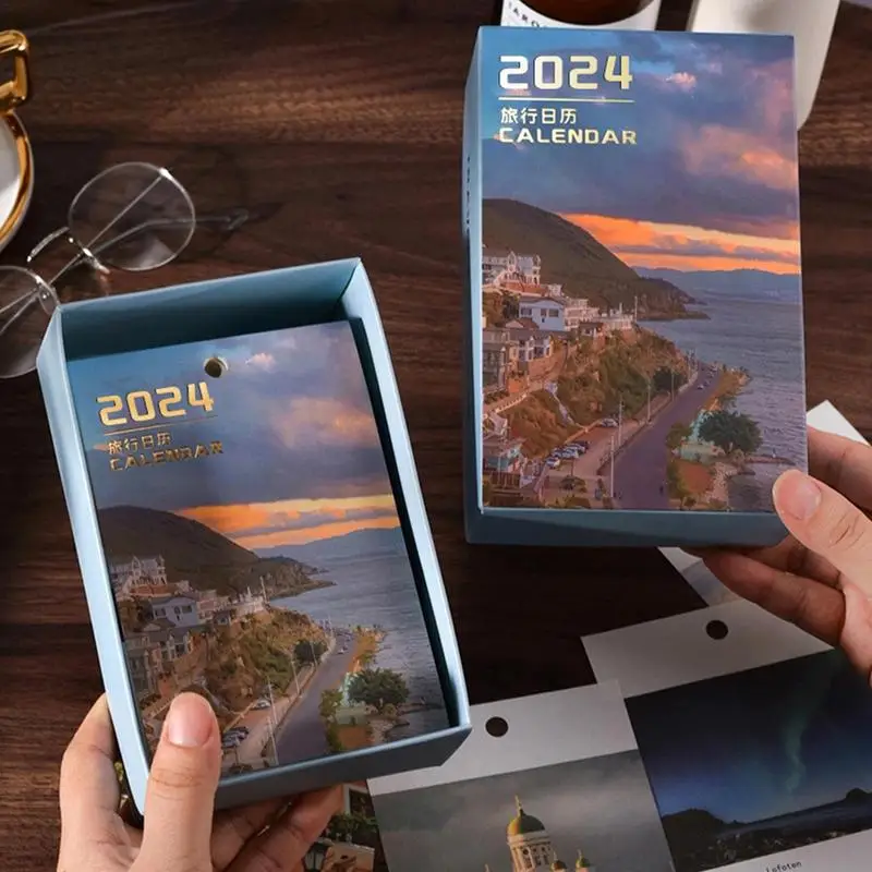 Calendario de viaje creativo y decorativo, calendario de belleza de escritorio Ins, regalos originales, hermoso Calendario de escritorio personalizado, 2024 - imagen 4