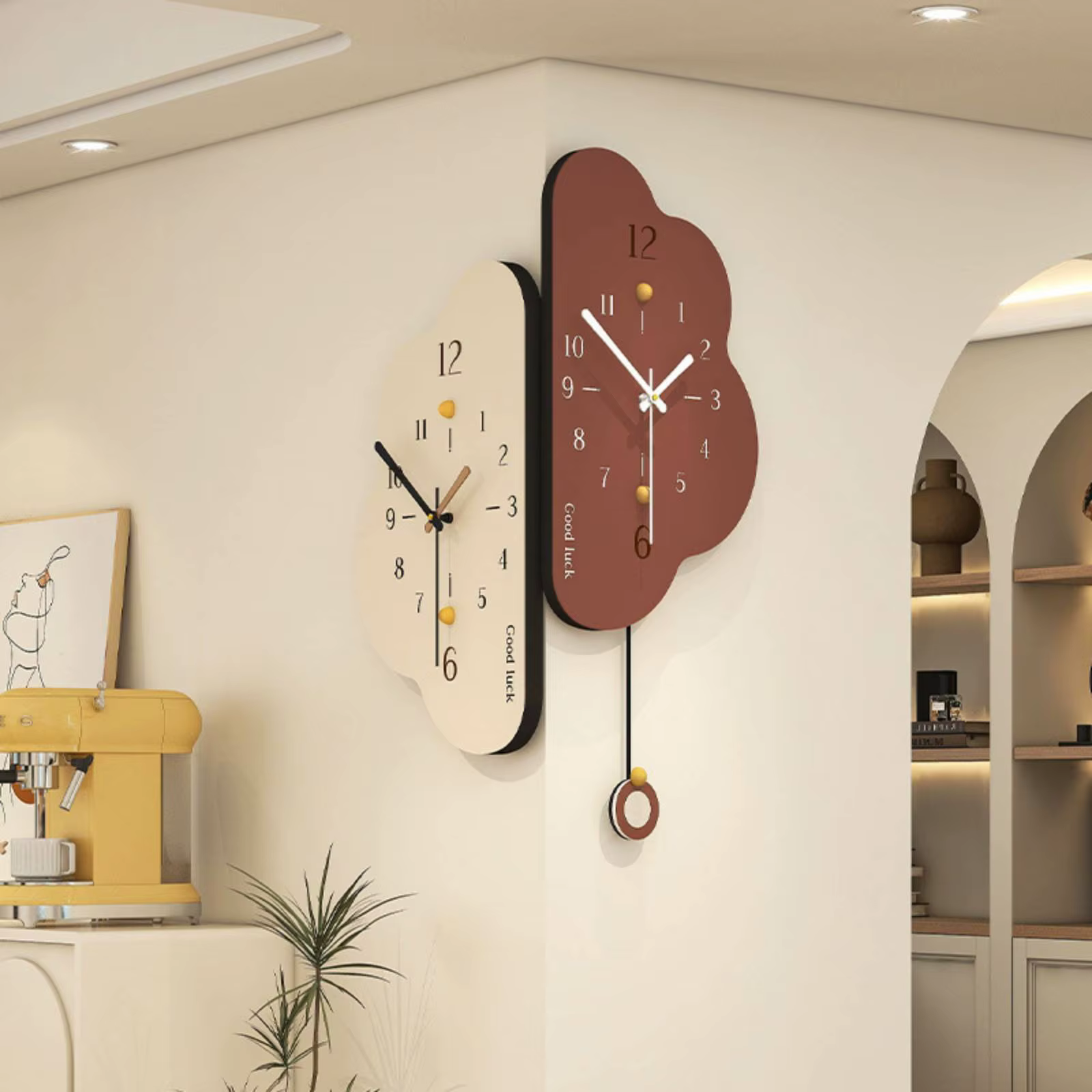 Reloj de pared doble cara silencioso para esquina – decoración funcional - imagen 2