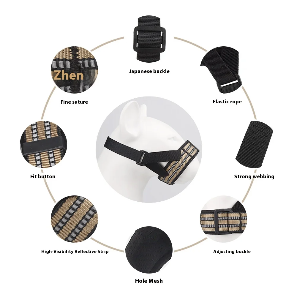 Bozal reflectante ajustable para perros, máscara de entrenamiento para mascotas transpirable a prueba de escape, segura para perros de todos los tamaños, uso diurno y nocturno - imagen 5