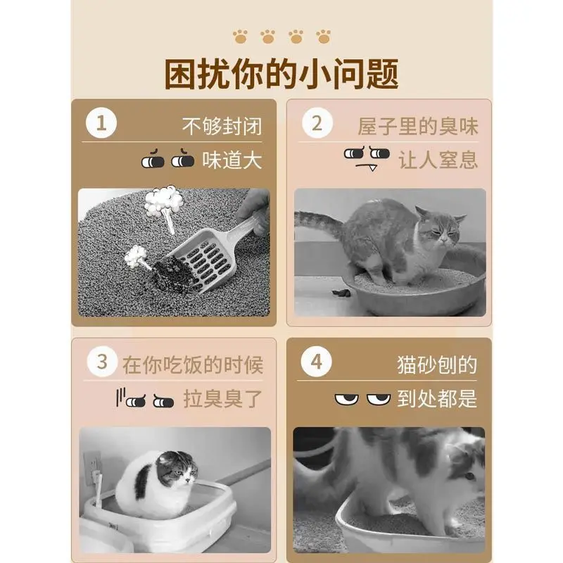 Lavabo de arena para gatos completamente cerrado, inodoro para mascotas a prueba de olores, tipo cajonera, lavabo para arena para gatos, antiarena y antigolpes - imagen 2