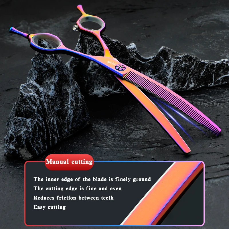 Tijeras de hueso de pescado de hoja curvada Lorful, tijeras de dientes, tijeras finas de 7 pulgadas, tienda de mascotas, recorte especial de pelo de perro - imagen 5