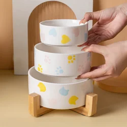 Cuenco elevado antivoracidad para perros y gatos – Cerámica con base de madera