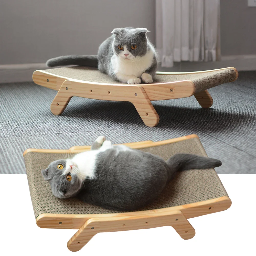 Rascador de madera 3 en 1 para gatos con poste y cama desmontable - imagen 5
