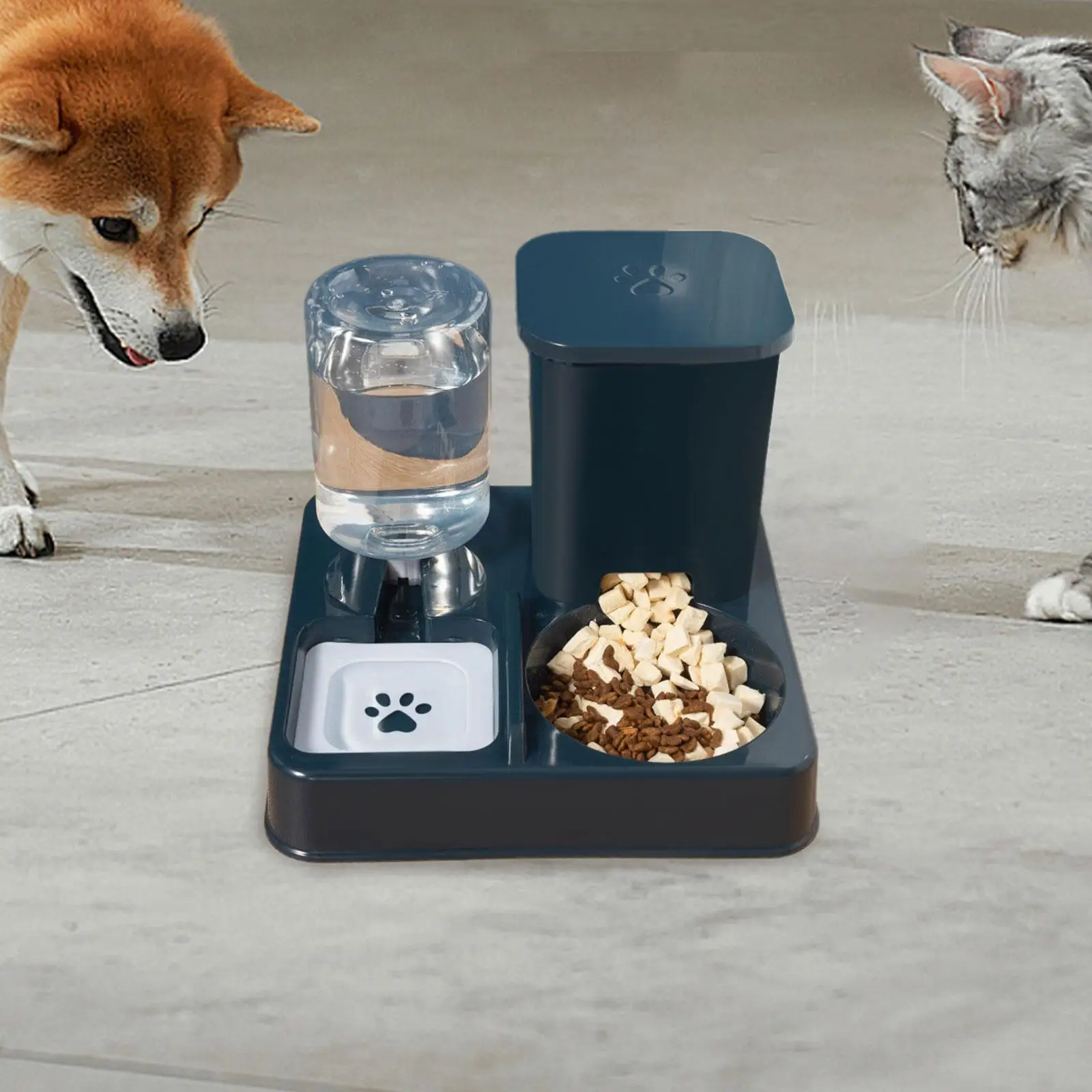 Cat Feeder and Water,Pet Food Bowl,Easily Clean Food and Water Bowl Dispenser Automatic Cat Feeder for Puppy Medium Pet Dogs