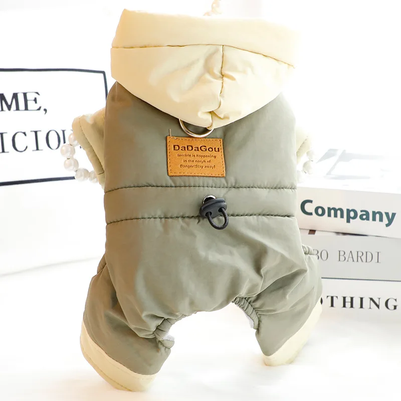 Ropa para perros de otoño e invierno, ropa gruesa coreana de cuatro patas acolchada de algodón, moda de tracción, suministros cálidos para perros pequeños y mascotas - imagen 2