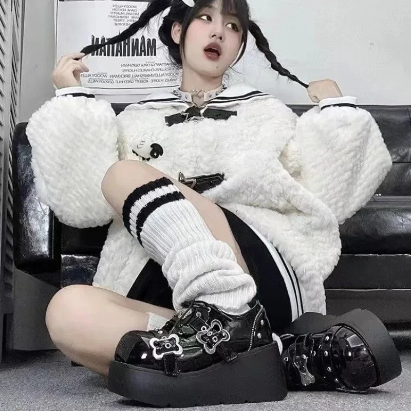 Botines de plataforma gruesa con cadena de Metal Punk para mujer, zapatos vaqueros de fondo grueso Y2K de invierno, zapatos de Lolita góticos negros - imagen 4