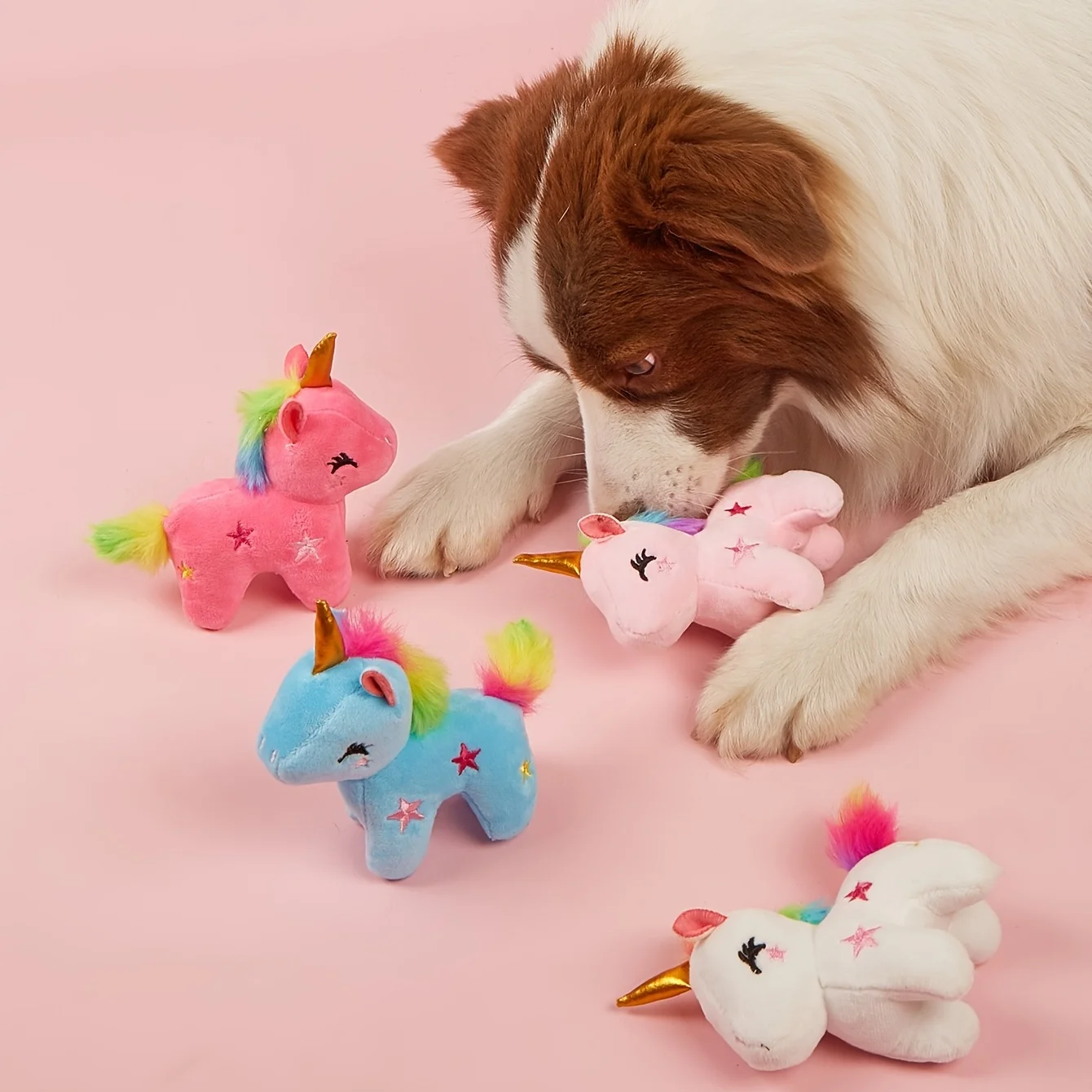 Juguete de peluche con forma de unicornio de Color aleatorio para perros, juguete interactivo para rechinar y limpiar los dientes, 1 ud. - imagen 3