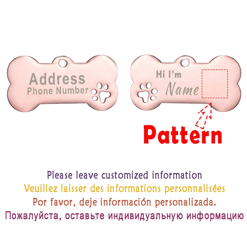 Llavero grabado con etiqueta de identificación de mascota personalizada, colgante con nombre de perro y gato, hueso, pata, hueso, accesorios para mascotas - imagen 3