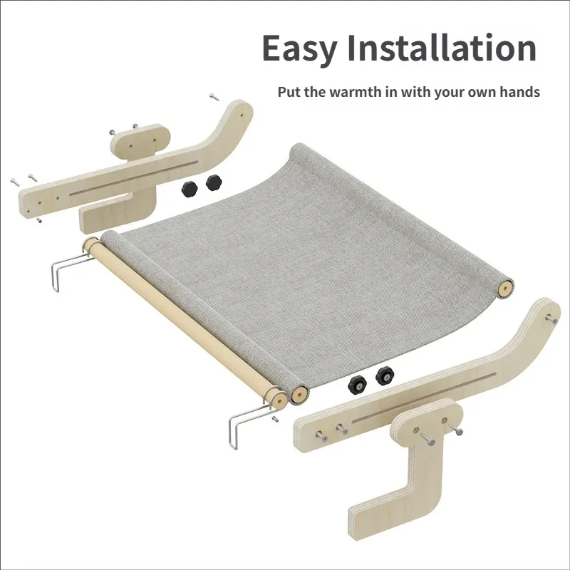 Cama para gatos amplia para ventana con marco de madera colgante - imagen 3