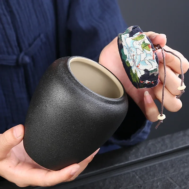 Cenizas de cerámica negra para mascotas, glaseado moderno, ataúd, señorita, decoración, cenizas de entierro, adecuado para gatos y perros, gris - imagen 4