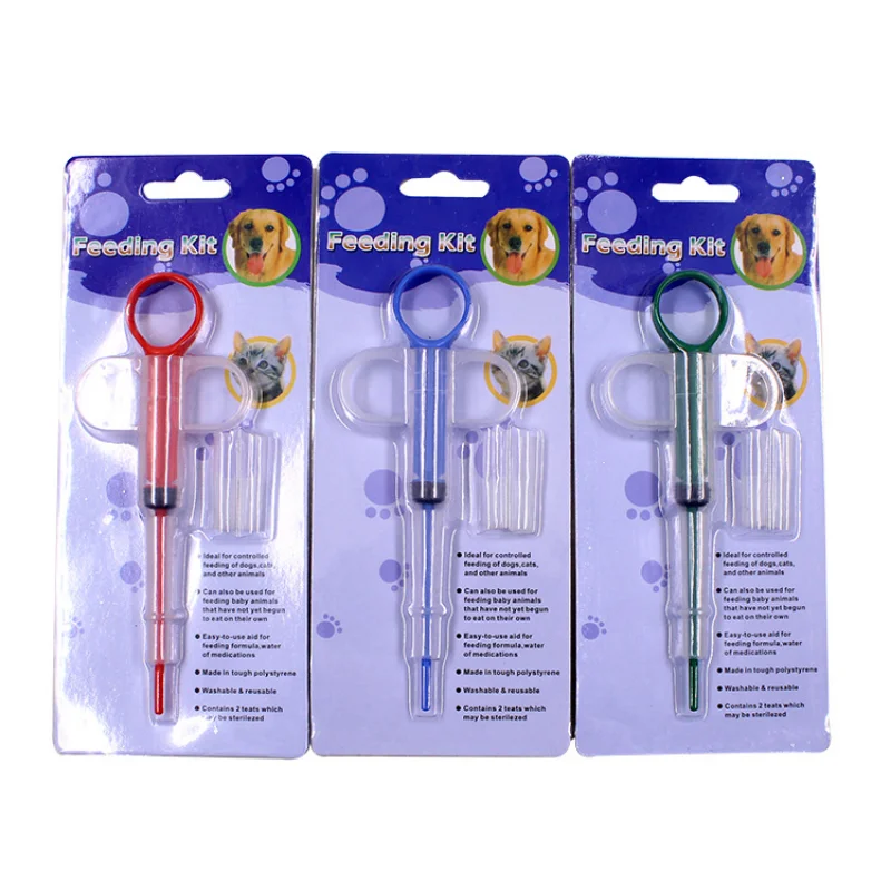 Jeringa de medicina para mascotas, dispensador de empuje para píldoras, pistola para perros, gatos y cachorros, Kit de alimentador aleatorio Colo, 1 piezas - imagen 3
