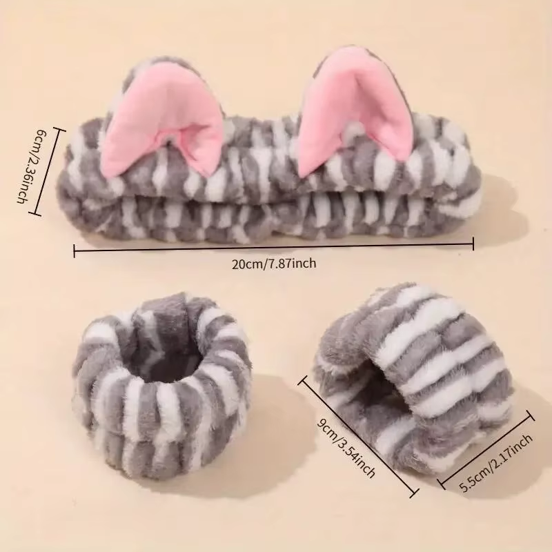 Diadema de felpa con orejas para gato estampado leopardo divertida