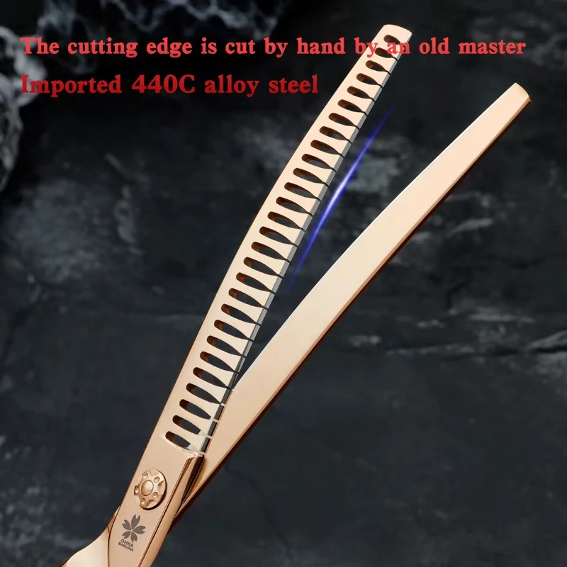 Tijeras profesionales de peluquero para mascotas, herramienta de corte de Pomerania de peluche con borde curvo y hueso de pescado, 7,5" - imagen 3