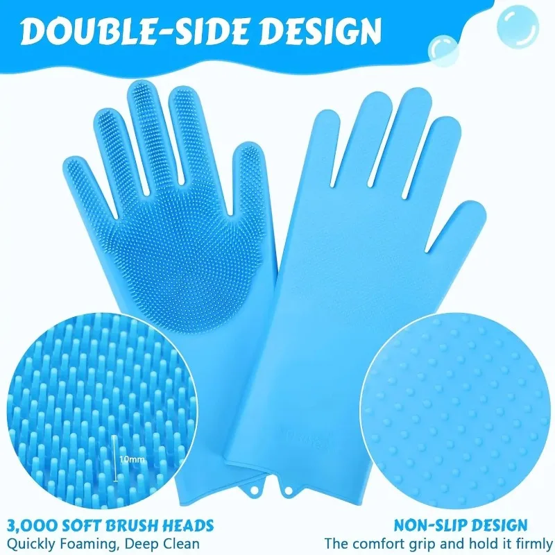 Guantes de aseo para mascotas, guante de limpieza para baño de perros y gatos, champú, depurador, guante de depilación de silicona suave, protección de la piel de las manos - imagen 4
