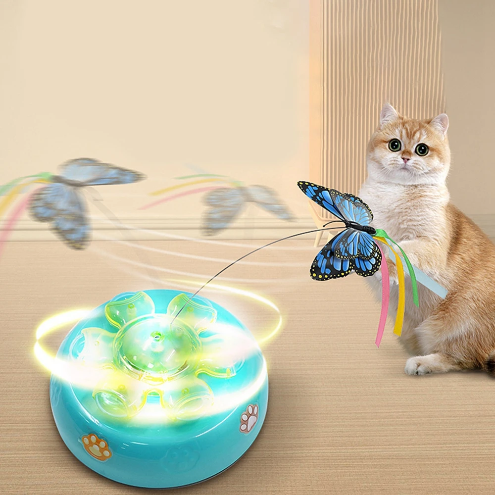 Juguetes para gatos 5 en 1, gatito electrónico interactivo inteligente, juguete automático de plumas de mariposa, carga USB - imagen 4