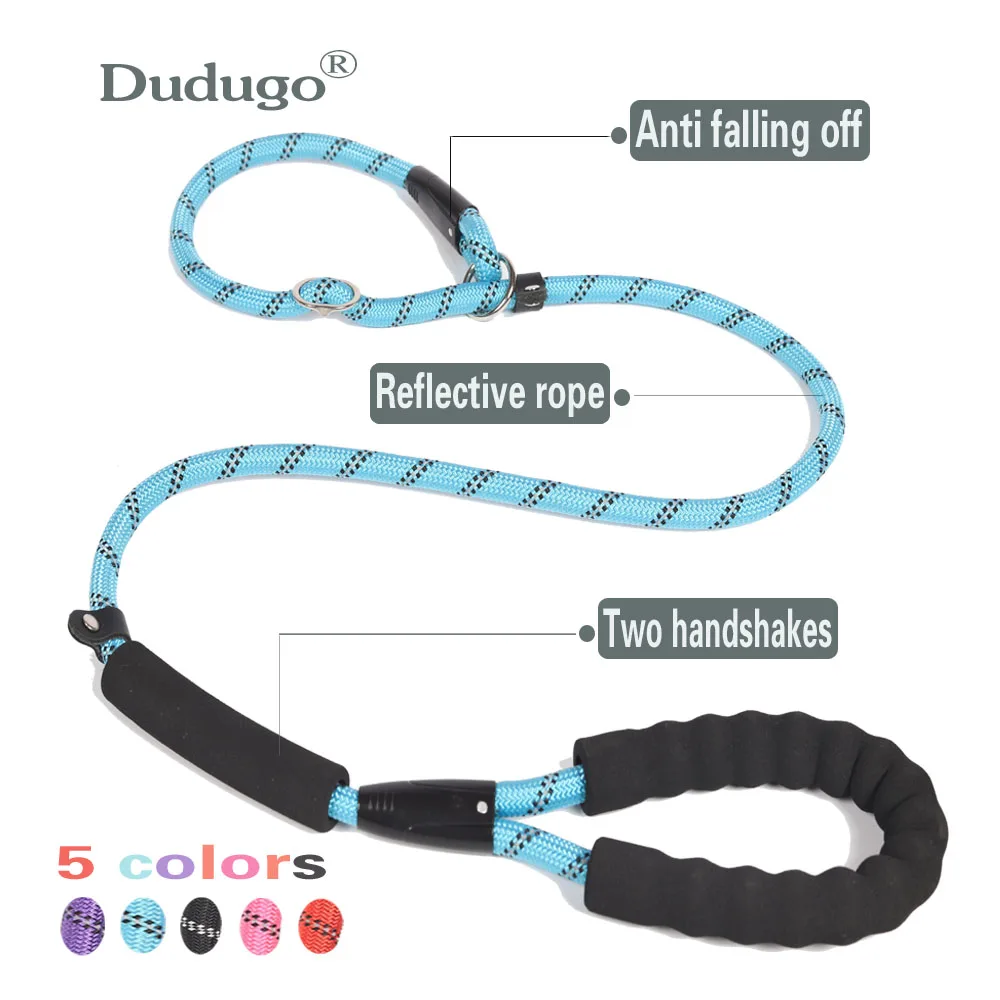 Correa de plomo para perros con cuerda reflectante de 1,6 M para perros pequeños y grandes, correas básicas de nailon para caminar, Collar para perros grandes - imagen 5