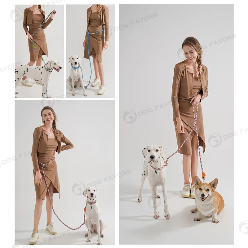 Combo de Collar y correa para perro, patrones bohemios, doble Clip, correa para perro, Collar ajustable para exteriores, correa para caminar y entrenar para mascotas - imagen 2