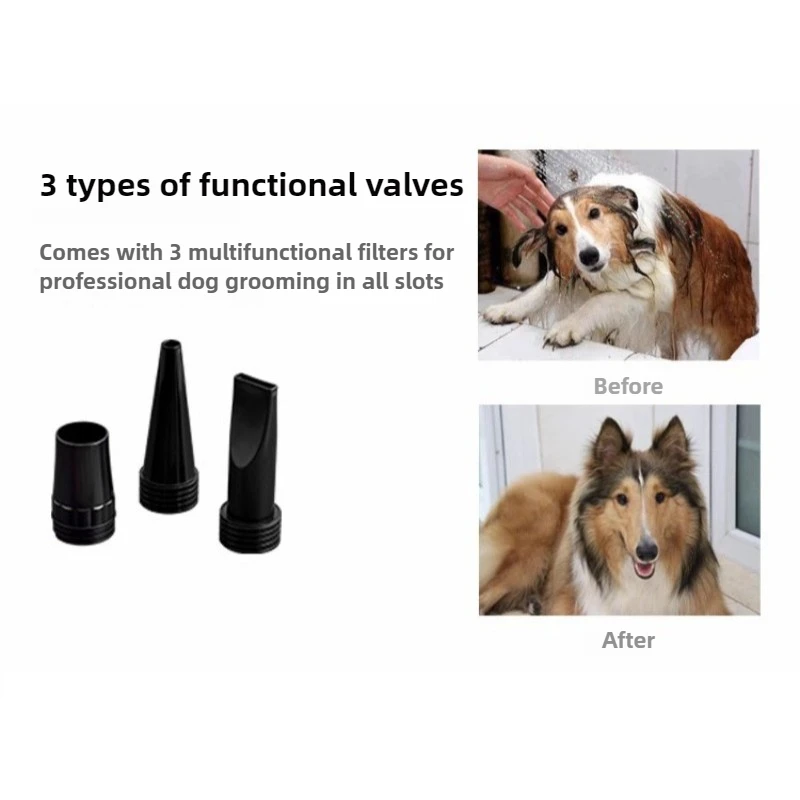 Secador de pelo para mascotas de poco ruido, secador de pelo para perros grandes, accesorios de belleza para cachorros, gatos y perros, equipo soplador de agua, suministros de aseo para perros - imagen 4