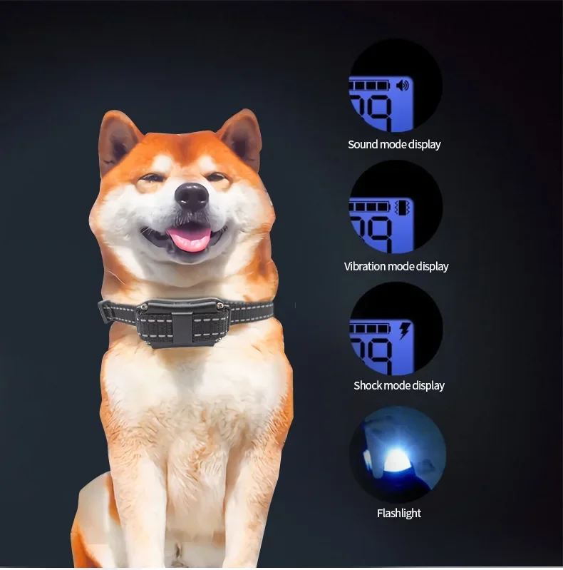 Lindo Collar de entrenamiento para perros eléctrico negro de 800m con sonido de vibración de choque Control remoto artefacto de entrenamiento para mascotas para perros 1/2/3 - imagen 2