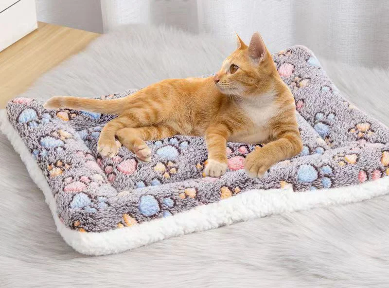 Colchón de lana con estampado de estrellas para mascotas, manta cálida para perros pequeños, cama para gatos, Invierno - imagen 5