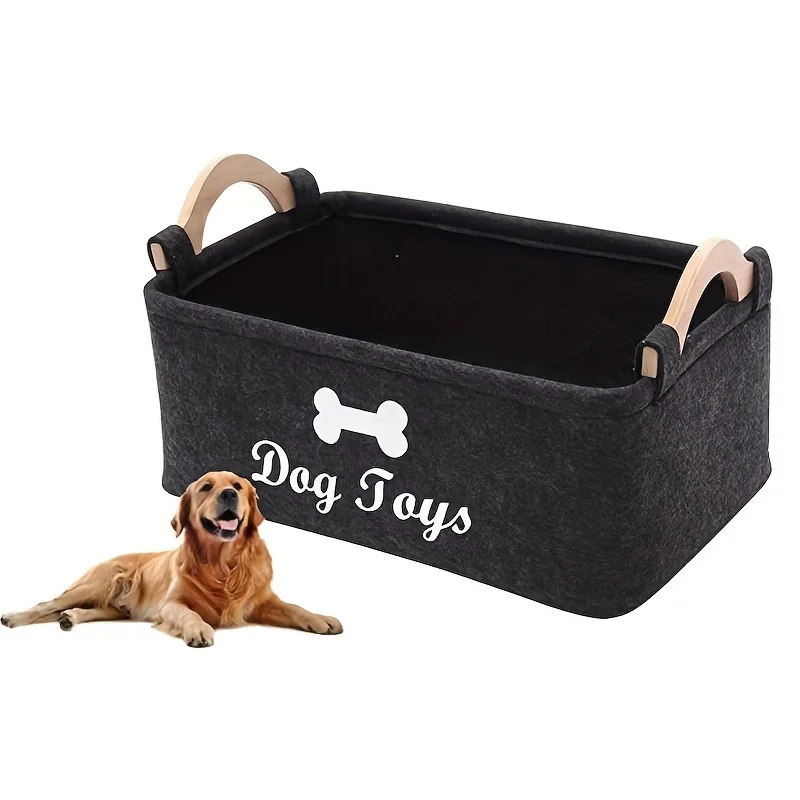 Cesta de almacenamiento de juguetes de fieltro para mascotas, caja de juguetes plegable para perros, cesta de almacenamiento de gran capacidad para perros y gatos, contenedor de almacenamiento para el hogar - imagen 5