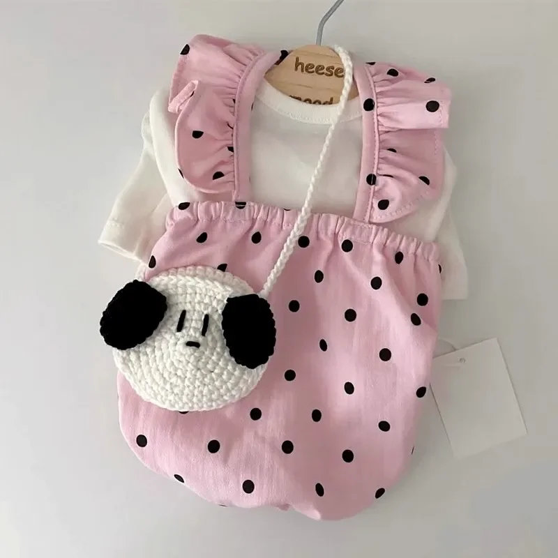 Solo vestido rosa, ropa para mascotas, vestido para perros, patrón de lunares, ropa para perros, falda fina de peluche de verano, jersey bonito, ropa para perros femeninos