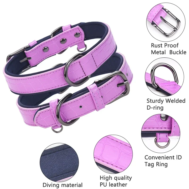 Collares para perros acolchados suaves ajustables, Collar grande para perros, Collar de cuero duradero para mascotas, Collar para perros grandes, Rottweiler, Labrador, Pitbull - imagen 2