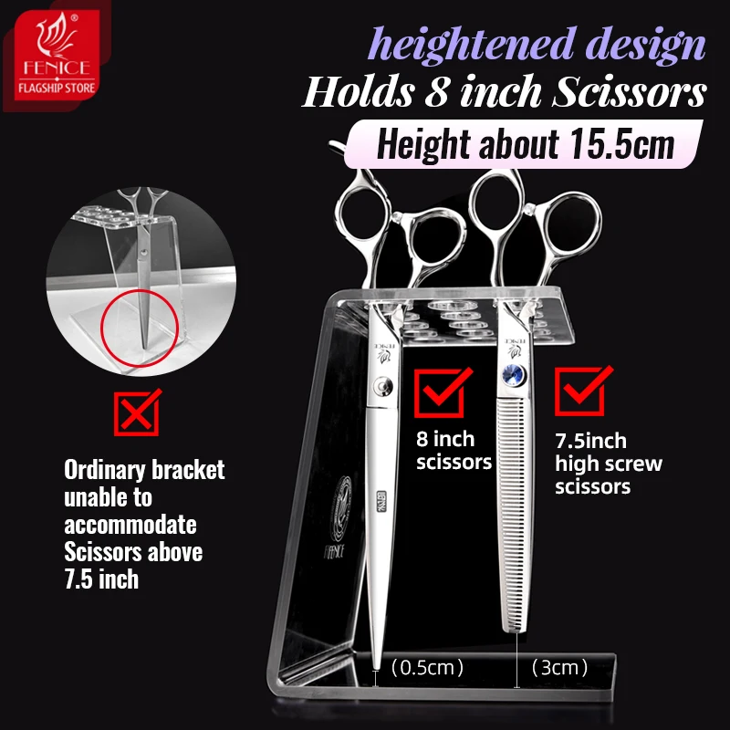 Fenice-soporte para tijeras de peluquero profesional, soporte de exhibición para tijeras de mascotas, organizador de esteticista acrílico, accesorios de peluquería - imagen 4
