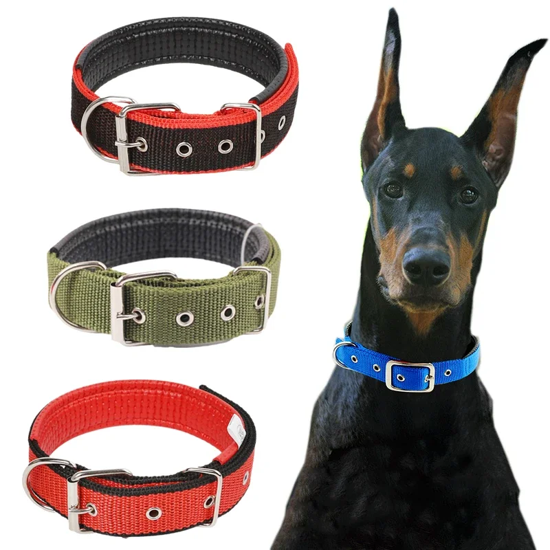Collares para perros grandes y cachorros acolchados duraderos para perros pequeños y grandes, Collar de nailon ajustable, accesorios para mascotas, suministros para ruedas de galgo