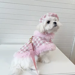 Capa térmica de lana a cuadros para perros y gatos